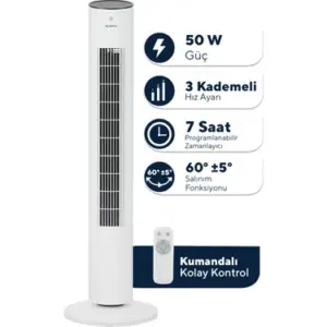 Kumtel KTF-360 Kule Vantilatör Beyaz
