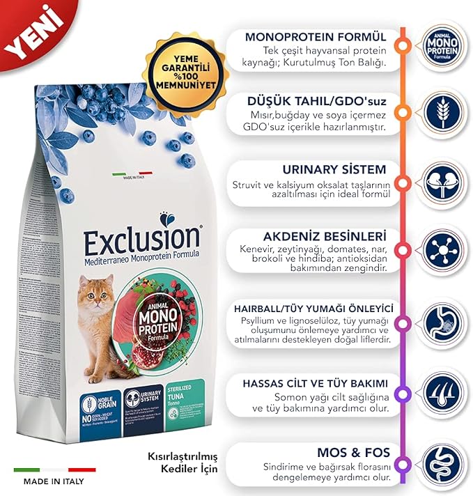 Exclusion Mediterraneo Ton Balıklı 12 kg Kedi Maması